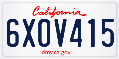CA license plate 6XOV415