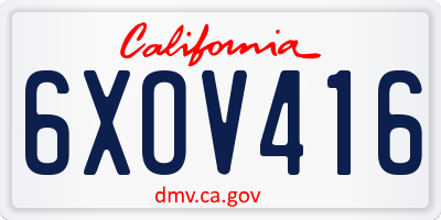 CA license plate 6XOV416