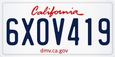 CA license plate 6XOV419