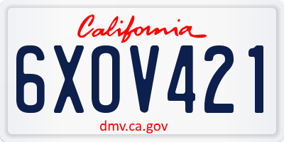 CA license plate 6XOV421