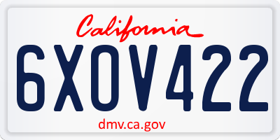 CA license plate 6XOV422