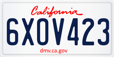 CA license plate 6XOV423