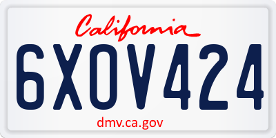 CA license plate 6XOV424