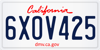 CA license plate 6XOV425