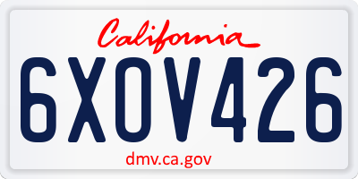 CA license plate 6XOV426