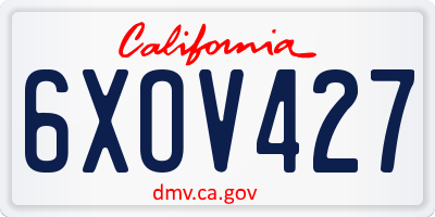CA license plate 6XOV427