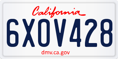 CA license plate 6XOV428