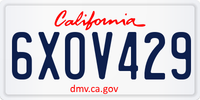 CA license plate 6XOV429