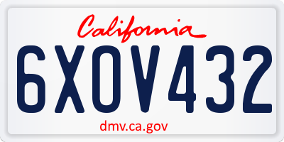 CA license plate 6XOV432