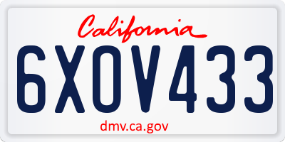 CA license plate 6XOV433