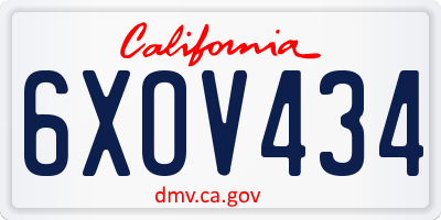 CA license plate 6XOV434