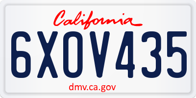 CA license plate 6XOV435
