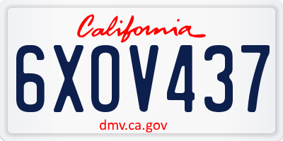 CA license plate 6XOV437