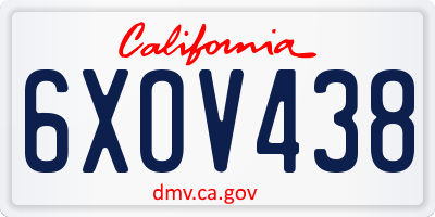 CA license plate 6XOV438