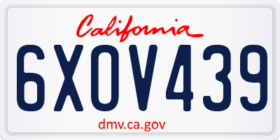 CA license plate 6XOV439