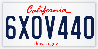 CA license plate 6XOV440