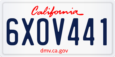 CA license plate 6XOV441