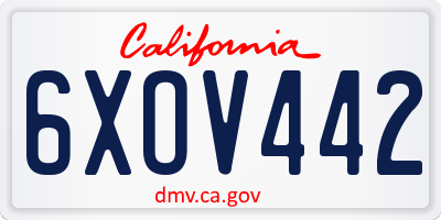 CA license plate 6XOV442