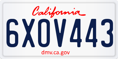 CA license plate 6XOV443