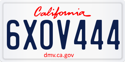 CA license plate 6XOV444