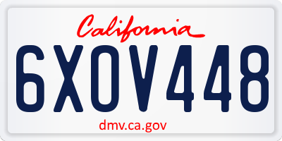 CA license plate 6XOV448