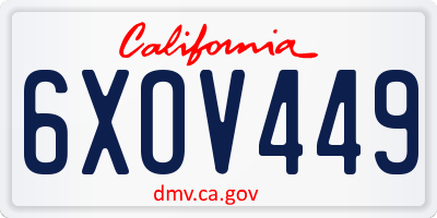 CA license plate 6XOV449