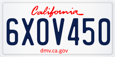 CA license plate 6XOV450