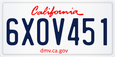 CA license plate 6XOV451