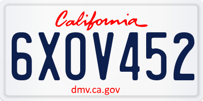 CA license plate 6XOV452