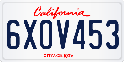 CA license plate 6XOV453