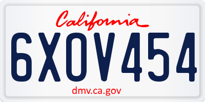 CA license plate 6XOV454