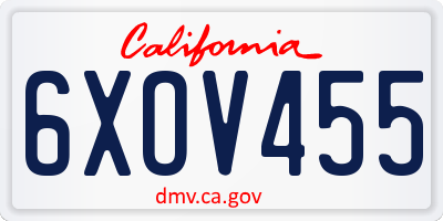 CA license plate 6XOV455