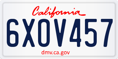 CA license plate 6XOV457