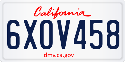 CA license plate 6XOV458