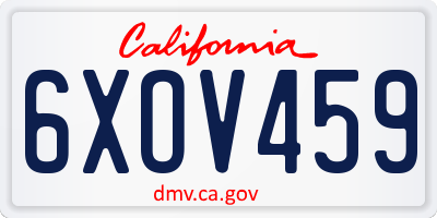 CA license plate 6XOV459