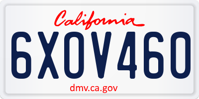 CA license plate 6XOV460