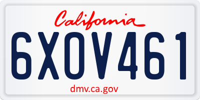 CA license plate 6XOV461