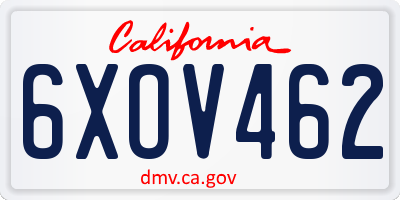 CA license plate 6XOV462