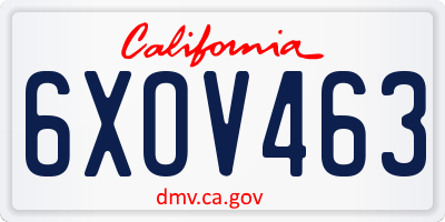 CA license plate 6XOV463