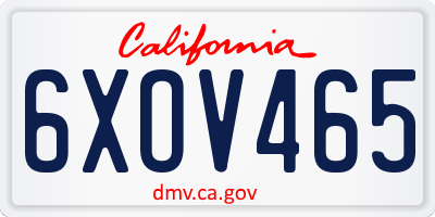 CA license plate 6XOV465