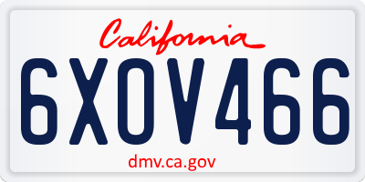 CA license plate 6XOV466