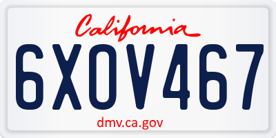 CA license plate 6XOV467