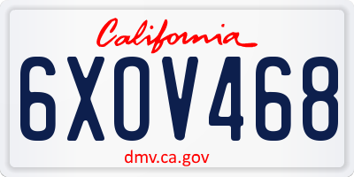 CA license plate 6XOV468