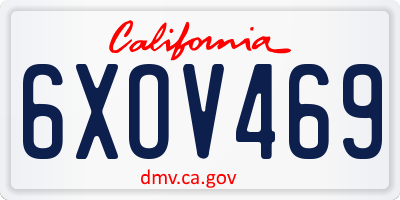 CA license plate 6XOV469