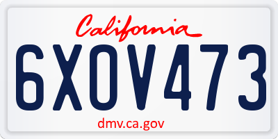 CA license plate 6XOV473