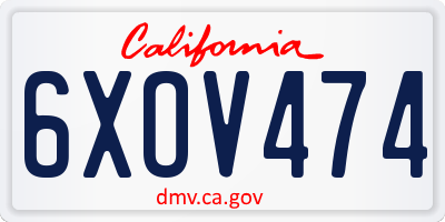 CA license plate 6XOV474