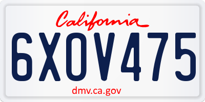 CA license plate 6XOV475