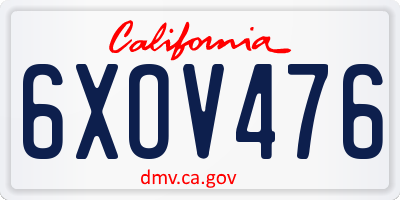 CA license plate 6XOV476