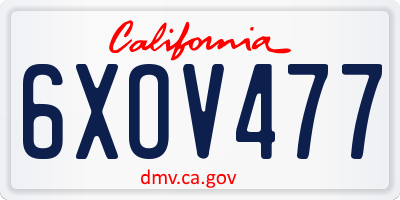 CA license plate 6XOV477