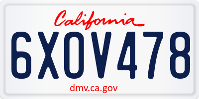 CA license plate 6XOV478